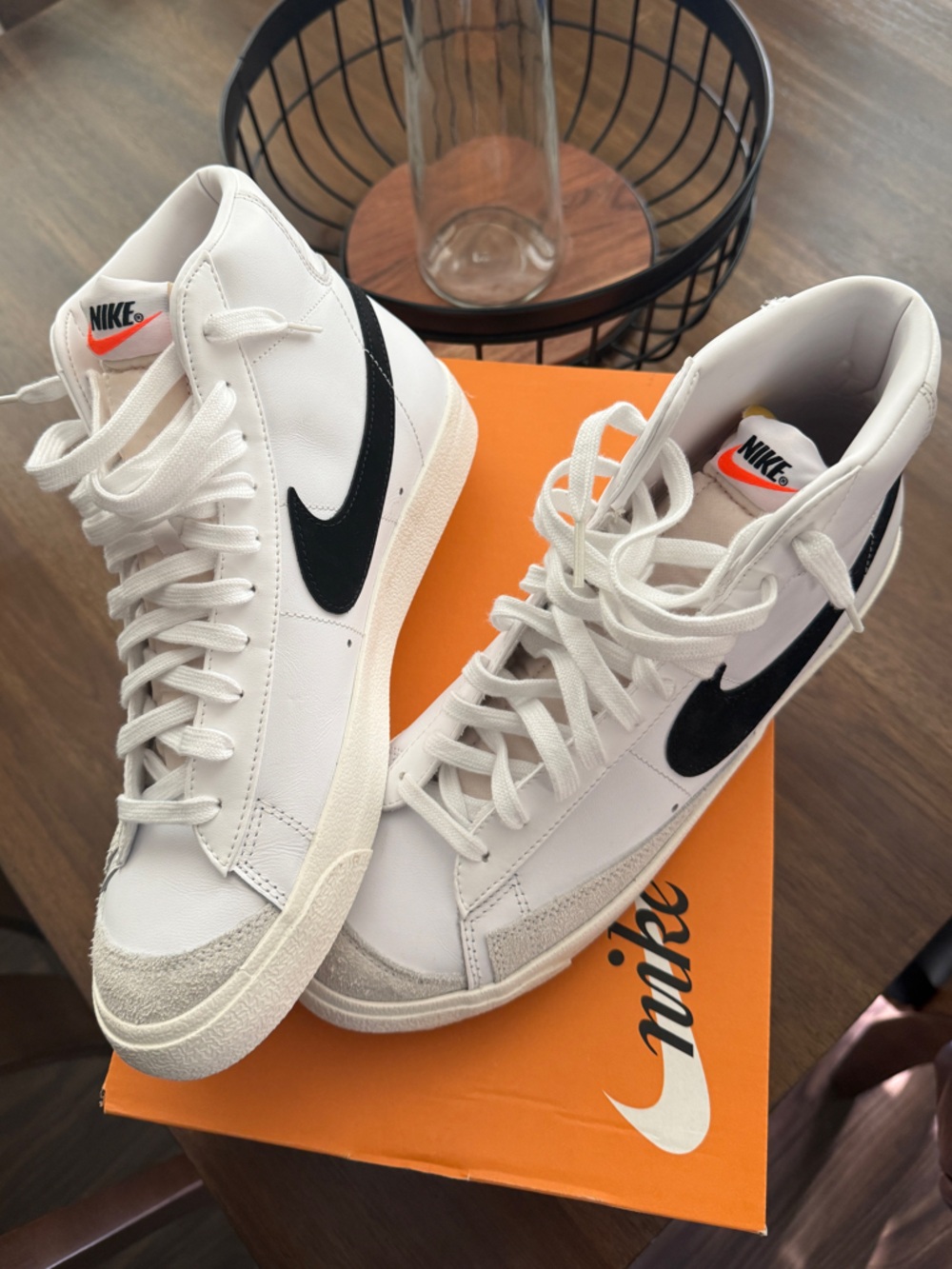 Nike White and Black High-Top Sneakers